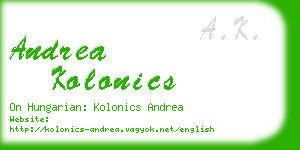 andrea kolonics business card